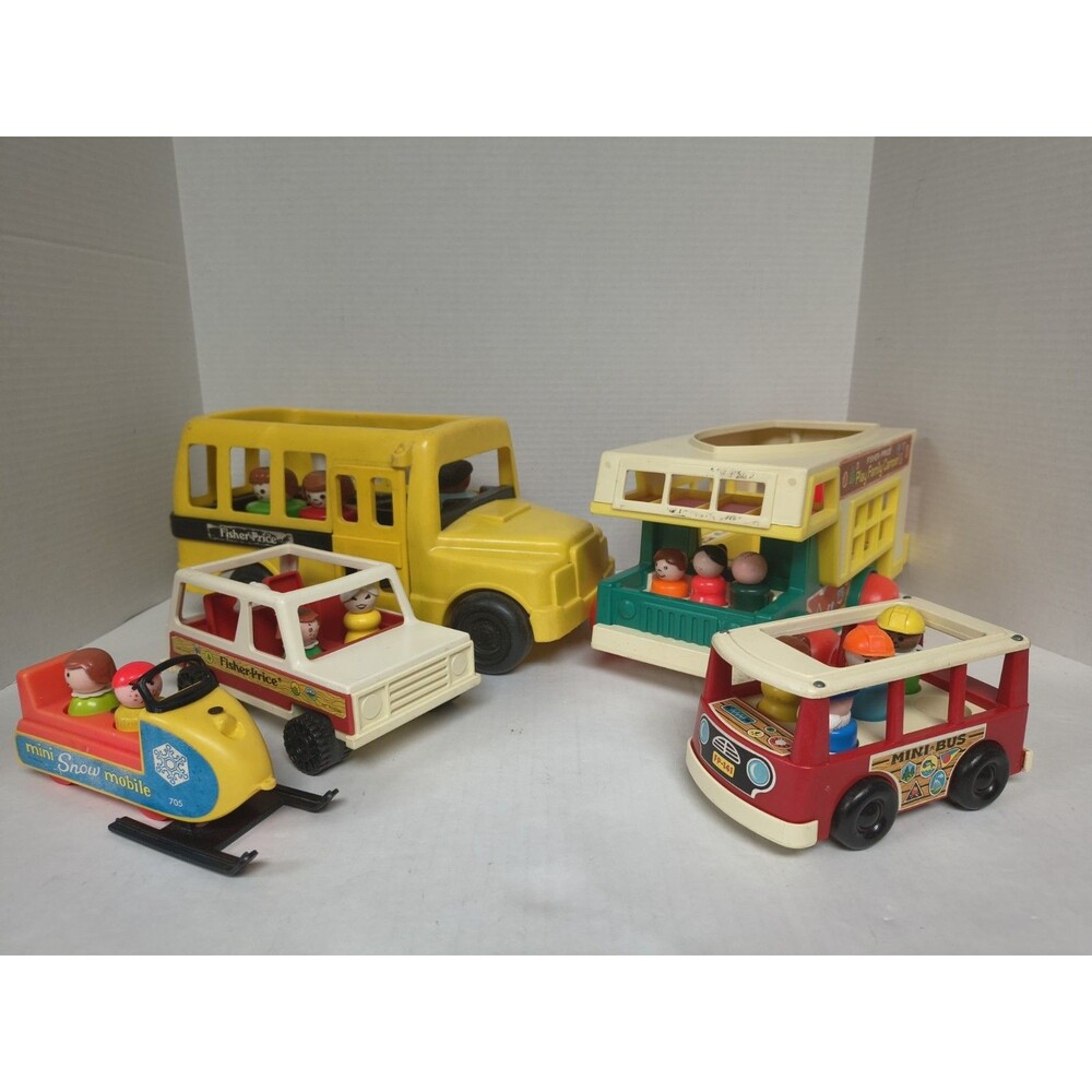 Lot Of Vintage Little People Vehicles And 15 Little People Figures Retro Toys